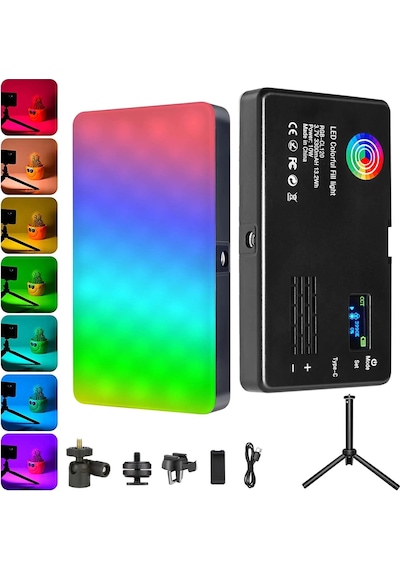 HyMark RGB-CL120 9000K LCD Ekran LED Video Fotoğraf Dolgu Işığı