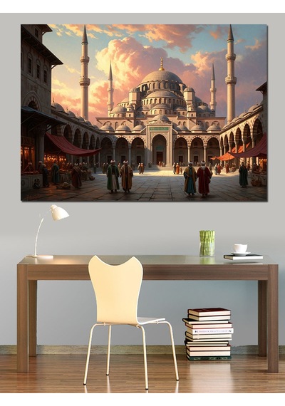 İstanbul Sultanahmet Meydanı Ve İnsanlar Dekoratif Kanvas - Mdf Ahşap Tablo