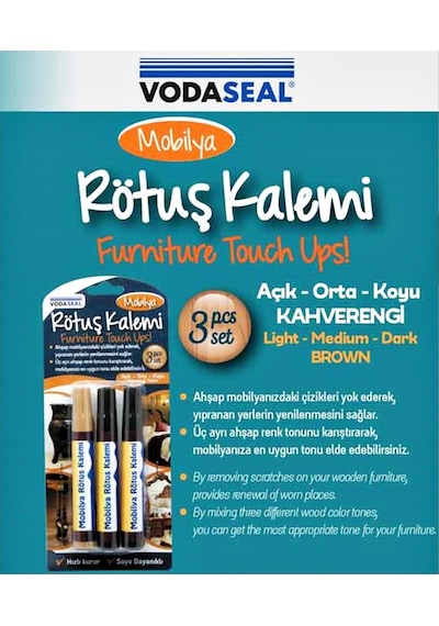 Vodaseal Mobilya Çizik Giderici Rötuş Kalemi 3 Renk Set