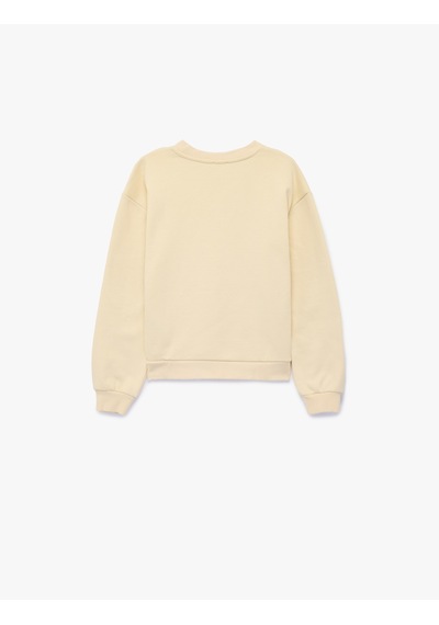 Koton Bisiklet Yaka Uzun Kollu Şardonlu Köpek Baskılı Sweatshirt Bej 7wkg10406ak Ekru