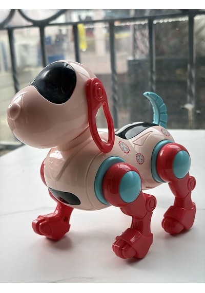 Yürüyen Robot Müzik Ve Işıklı 16 Cm Sallanan Kafalı Gerçekçi Haraketli Eğlenceli Oyuncak Köpek Pembe