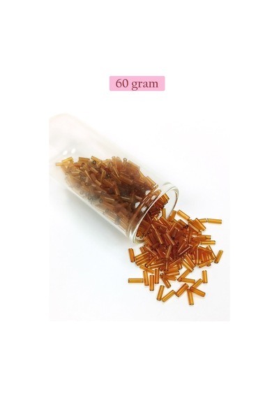 Uzun Boru Kesme Boncuk Çap 2mm Uzunluk 10 Mm - 60 Gram - Şeffaf Gold - Bnc293