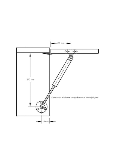 Frenli Yavaş Kapanan Gazlı Amortisör Piston 100 N Gri 27 cm