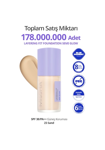 Yarı Parlak Bitişli Nemlendirici Fondöten + Fırça Layering Fit Foundation Semi Glow Set No.23 Sand 23 Sand