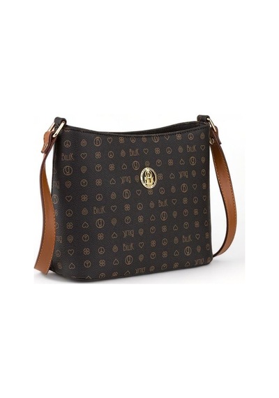 Bilik Deri Monogram Siyah/taba Kadın Çapraz Askılı Çanta Nv 1008- Siyah - Taba