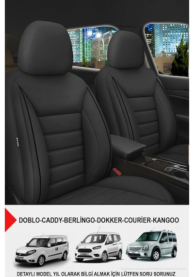 Jet Deri Üniversal Ticari Oto Koltuk Kılıfı Doblo-caddy-berlingo-dokker-courier-kangoo Siyah