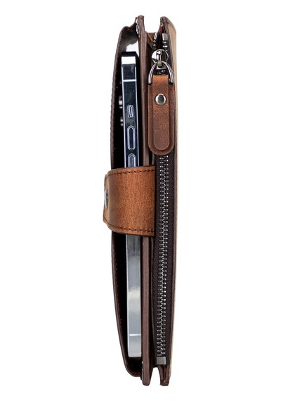 Lozan Strap 6.5 İnch Uyumlu Deri Kartlıklı Kılıf G2 Kahve