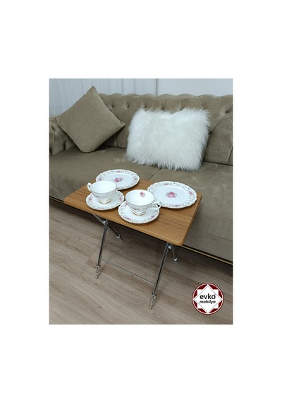 Evko Mobilya Çanta Zigon Sehpa, 4'lü Sehpa, Zigon Sehpa, Servis Sehpası, Mdf Mebran Sehpa, Katlanır Sehpa Bambu