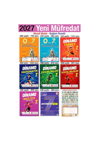 7. Sınıf 2027 Tüm Dersler Dinamo Seti 0'dan 7'ye Konu Anlatımlı Paragraf Soru Bankası Maarif Bağlam