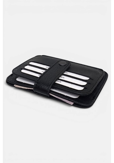 Lederax Hakiki Deri Minimalist Çıtçıtlı Kartlık Cüzdan Ld665 Siyah