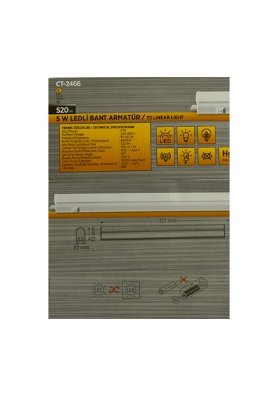 Ct-2466 5w 6400k Beyaz Ledli Bant Armatür 4 Adet