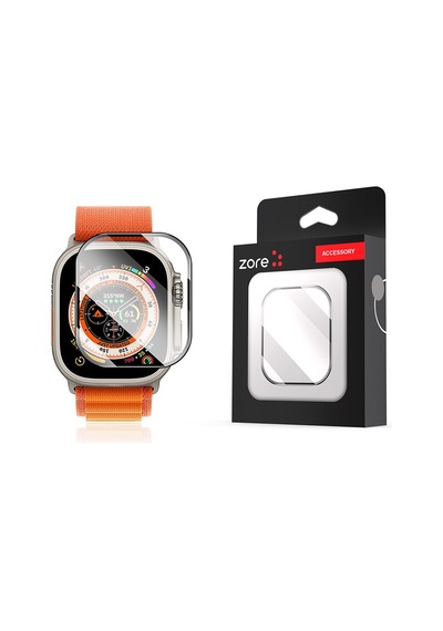 Watch Ultra 49mm Mkst Alm-01 Metal Çerçeveli Ekran Koruyucu - Siyah