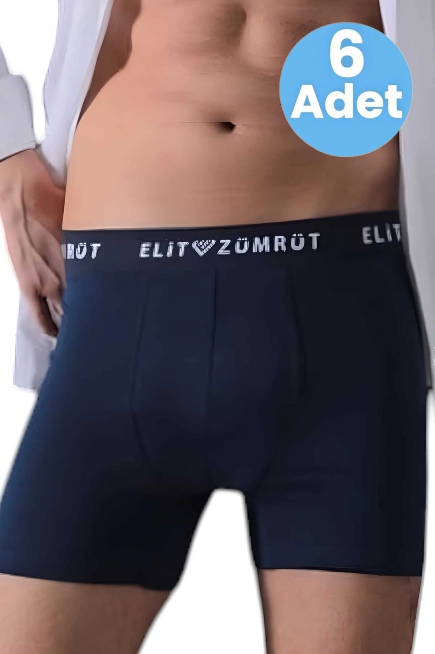 Tezzgelsin Erkek Pamuklu Baklava Lastikli 6'lı Boxer Lacivert