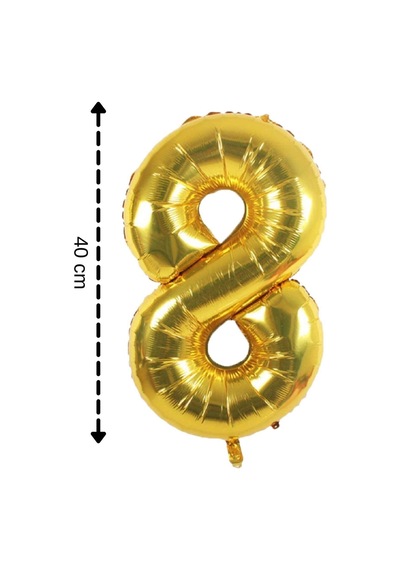 Folyo Balon 8 Rakamı Helyum Balon 40 Cm Gold Renk Altın