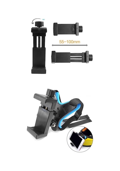 Prepare Kask Alt Çene Bağlantı Aparatı Ve Kayışı Aksiyon Kamera Ve Telefon Tutucu Set Mavi - Siyah