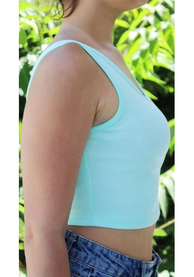 Afri Kadın Bebe Mavisi Basic Ribana Atlet Crop Likralı Spor Üst Bebe Mavisi