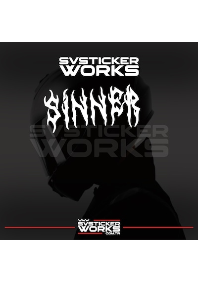 Sinner Kask Sticker Tüm Kasklar Uyumlu Tek Yön 1 Adet Beyaz