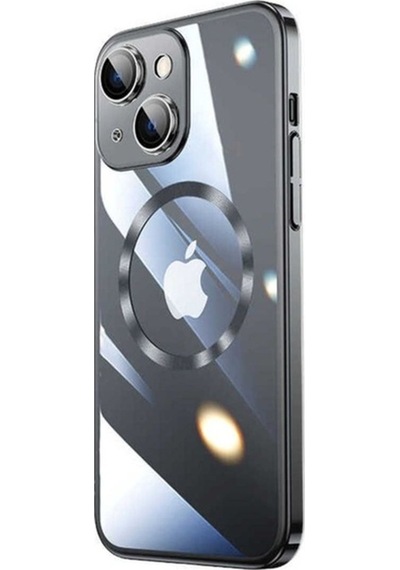 Apple Uyumlu iPhone 13 Kılıf Wireless Şarj Özellikli Sert Pc Zore Riksos M-safe Kapak Siyah
