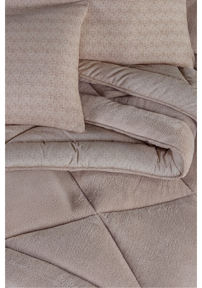 Lüks Wellsoft Çift Taraflı Yumuşak 4 Mevsim Konfor Yorgan Seti Yorgan Uyku Seti 155 X 215 Cm Bej