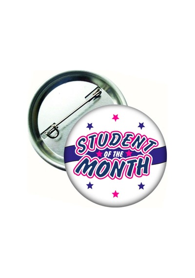 Student Of The Month İngilizce Öğrenci Rozeti 20 Adet Beyaz
