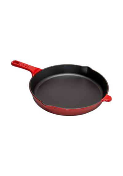 Yuvarlak Kırmızı Demir Döküm Tava 27 Cm Kırmızı