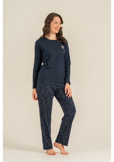 Arnetta Kadın Shine Bright Little Star Lacivert Uzun Kol Pijama Takım Ar3775-s-v2 Ar3775-s-v2