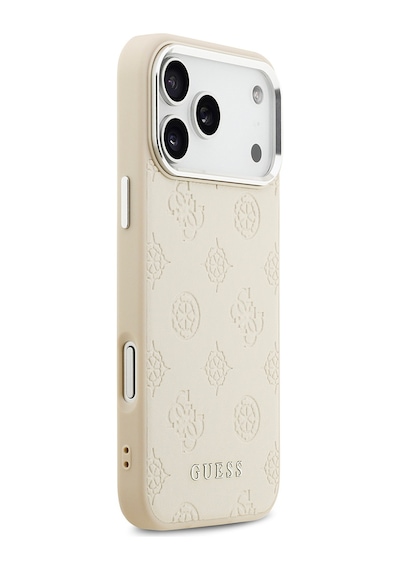 Apple Uyumlu iPhone 17 Pro Max Kılıf Guess Lisanslı M-safeli Sıcak Baskılı Klasik Yazı Logolu Pu Deri Peony Bej Bej