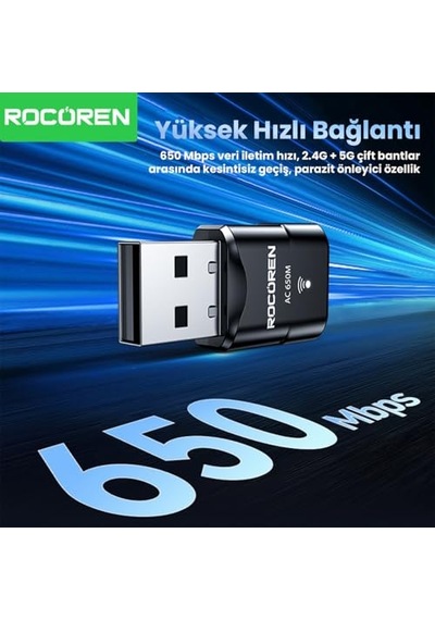 650 Mbps 2.4 &amp 5ghz Dual Band Usb Wifi Adaptör