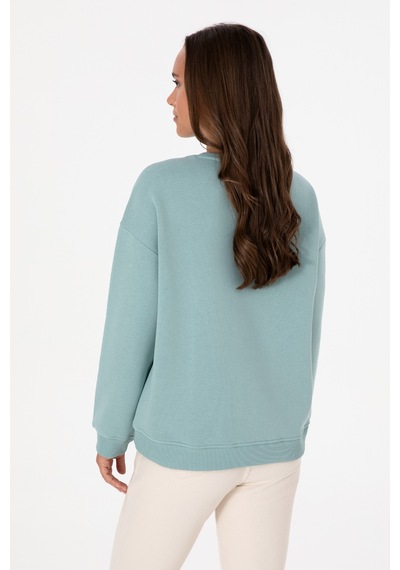 U.S. Polo Assn. Kadın Mint Şardonlu Bisiklet Yaka Basic Sweatshırt 50313586-VR090