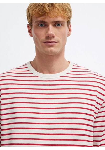 Mavi M0613157-91392 Çizgili Uzun Kollu Tişört Erkek T-shirt Kırmızı