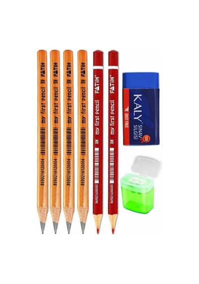 Jumbo Kurşun Kalem Jumbo Kırmızı Kalem Kalemtraş Ve Silgi 8 Li 1 Paket Fatih Jumbo Kalın Kırmızı Başlık Kalemi Üçgen