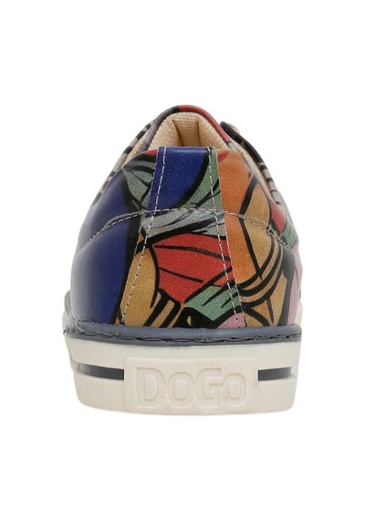 Kadın Vegan Deri Gri Sneakers - Cubic Faces Tasarım Çok Renkli
