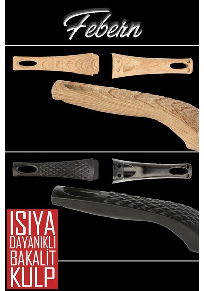 24 Cm Febern Premium Bio Granit Alüminyum Döküm Nisch Tava Siyah-koyu Ahşap Kulp