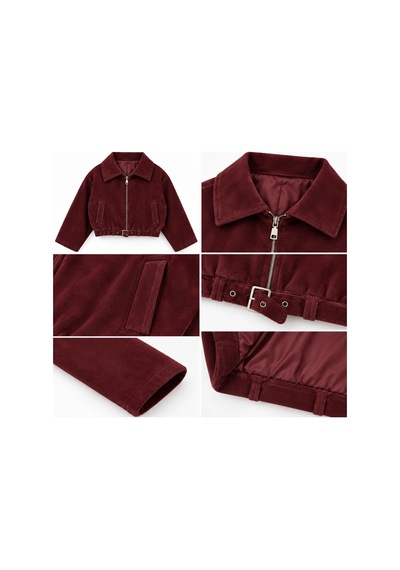 Nazzain Kemerli Fox Kumaş Bomber Ceket Bordo