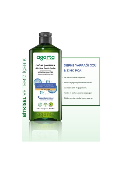 Agarta Güçlü Ve Parlak Saçlar İçin Bitkisel Tuzsuz Şampuan 400 ML