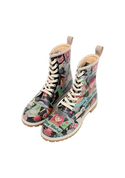 Kadın Vegan Deri Çok Renkli Uzun Bot - Stay Weird Tasarım Multicolor