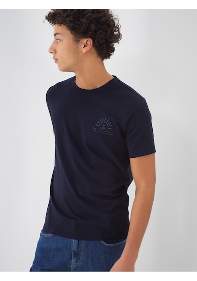 Xint Lacivert Pamuk Dokulu Slim Fit Tişört 502122
