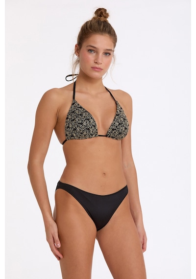 Argento Kadın Siyah Push-up Dolgulu Kaplı Boyundan Bağlamalı Üçgen Bikini Takımı Siyah