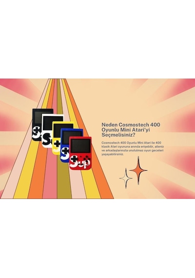 Cosmostech Sup Game Box Plus 400 Oyunlu Taşınabilir Mario Oyunlu Retro El Atarisi Siyah