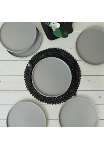 Mat Gri Stackable Servis Tabağı 27 Cm 6 Adet 995