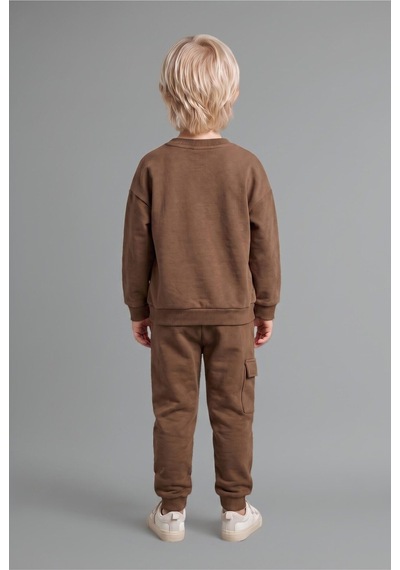 Defacto Erkek Bebek 2li Takım Baskılı Sweatshirt Eşofman Altı G5132a525wnbn589 Kahve-bn589