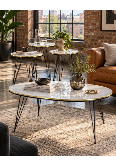 Odera Çift Altın Beyaz Elips Orta Sehpa Ve Zigon Sehpa 4'lü Set Siyah Tel Metal Ayaklı Modern Retro Salon Sehpası Diğer Odera Çift Altın Beyaz Elips Orta Sehpa Ve Zigon Sehpa 4'lü Set Siyah Tel Metal Ayaklı Modern Retro Salon Sehpası Diğer