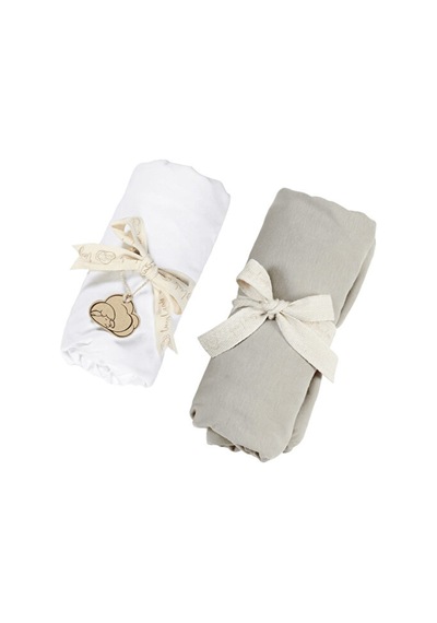 Tinylamb Lastikli Bebek Çarşafı 60x120 CM - 2 Adet Organik Beyaz - Yeşil Renk