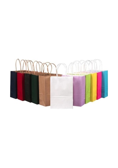 Kraft Kağıt Çanta 25 X 12 X 31 Cm Dışı Kraft Içi Kraft Sapı Kraft Burgu 90 Gram 25 Adet Kraft 100