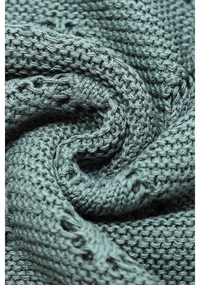 Kız Ve Erkek Bebek Için Triko Örgü Bebek Battaniyesi 90cm X110cm Basic Kalpler Yeşil Yeşil