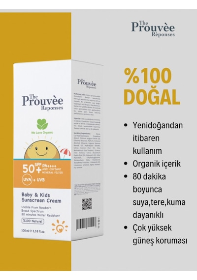 The Prouvee Reponses 50 Spf Bebek Çocuk Güneş Kremi 100ml
