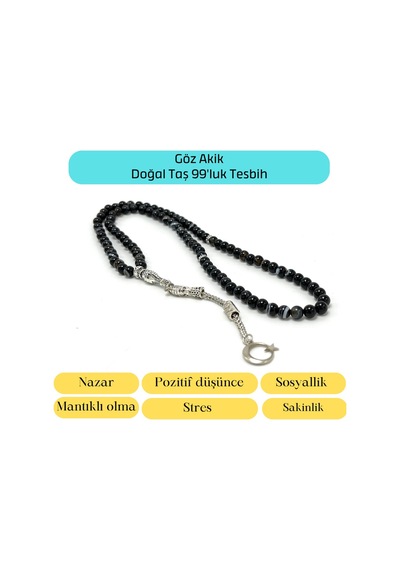 Yıldız Doğal Taş Göz Akik 6mm 99luk Doğal Taş Tesbih