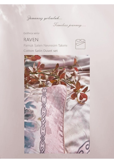 Clup Cotton Çift Kişilik Pamuk Saten Nevresim Takımı Rawen Pudra