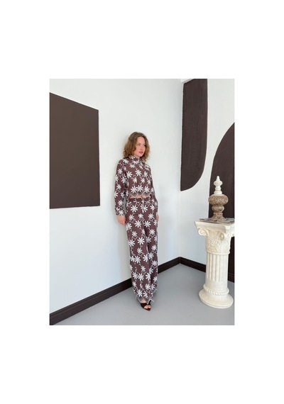Verymoda D 2913 Nakışlı Pantolon D2913 Kahve