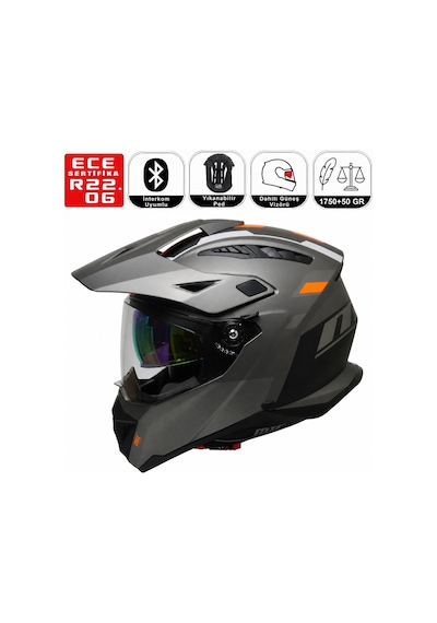 Motosiklet Cross Kask Enduro Full Face Touring Güneş Vizörlü Motorcu Kaskı Natura Çok Renkli